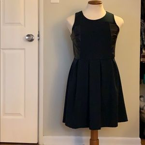 Pleather side panel  fit and flare dress